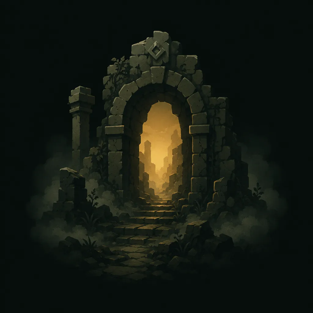 Mysterious forest path concept for a narrative adventure